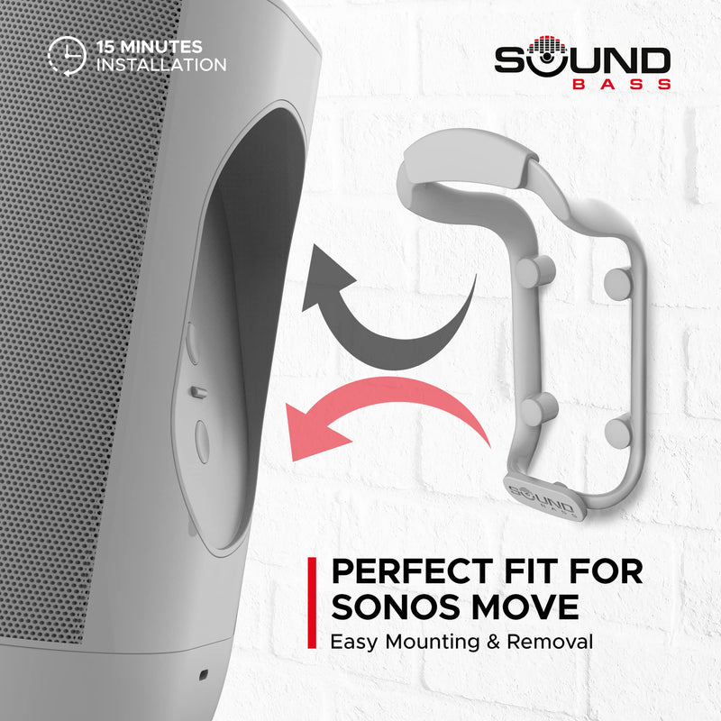  [AUSTRALIA] - Move Speaker Wall Mount Bracket, Weatherproof, Compatible with Sonos Move, Including Mounting Accessories, Lunar White