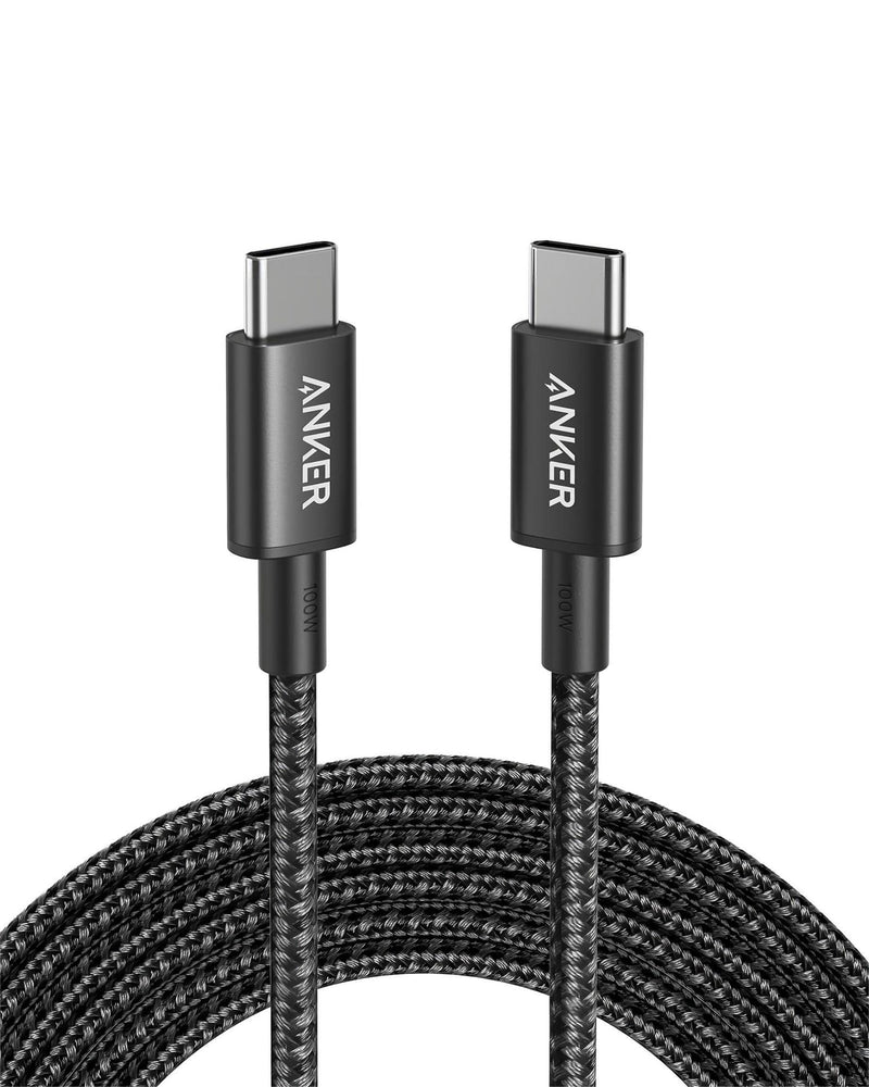  [AUSTRALIA] - Anker New Nylon USB-C to USB-C charging cable, 100W Type-C charging cable 3m long, fast charging performance for MacBook Pro 2020, iPad Pro 2020, iPad Air 4, Galaxy S20 Plus S9, Pixel, Switch, LG V20 and more (black) Black