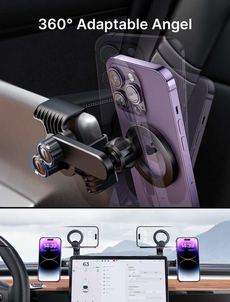  [AUSTRALIA] - JSAUX Tesla Phone Mount, Mag-Safe Phone Holder Phone Stand 【Sturdy Base Designed】 Easy to Install, Compatible with Tesla Model 3/Y/S/X, iPhone14/13/12 and Other Phone