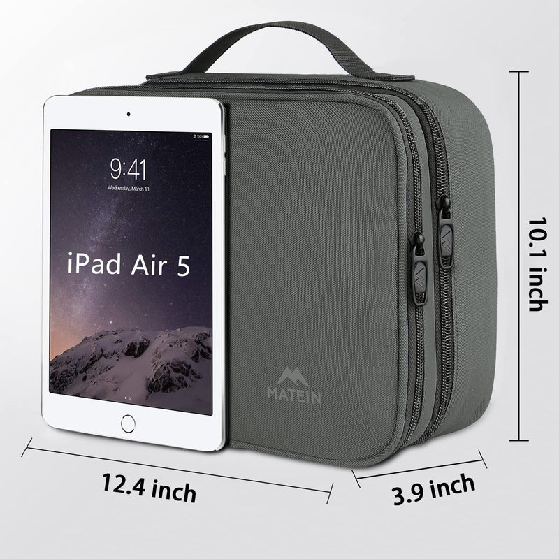  [AUSTRALIA] - Electronics Organizer Travel Case, Large Cable Storage Bag with Adjustable Divider, Water Resistant Carrying Case with Handle, Tech Pouch for Ipad(Up to 12.9inch), USB Charger, Mouse, Clipper, Grey 2 - Light Grey