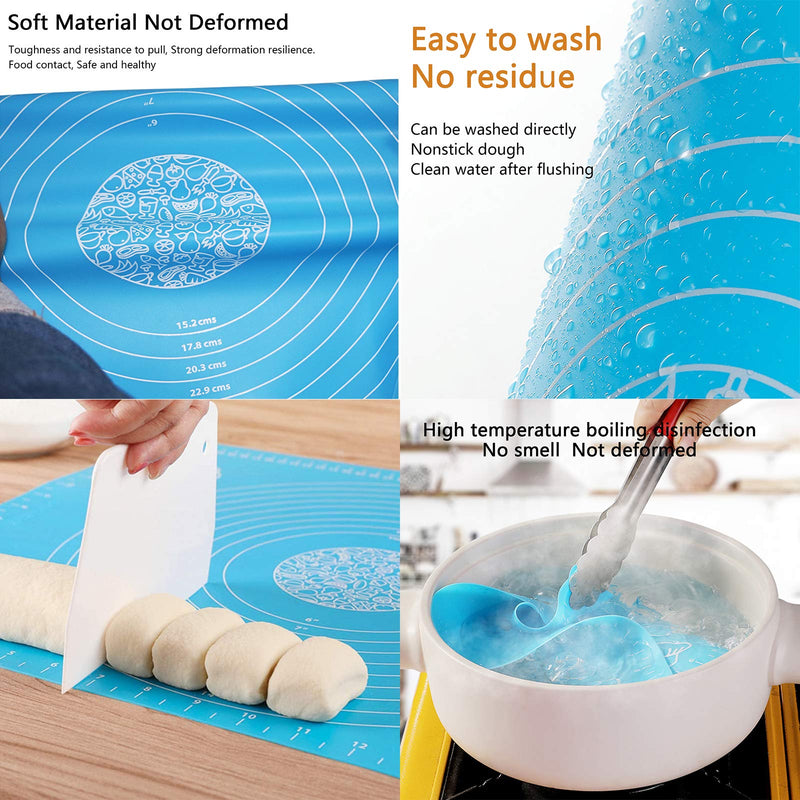  [AUSTRALIA] - Haozcl Silicone Baking Mats For Oven,Large Full Size 25" x 18",Baking Supply With Dough Scraper,Bread Making Tools And Supplies,Macaron Silicone Cookie Baking Mats（Blue）