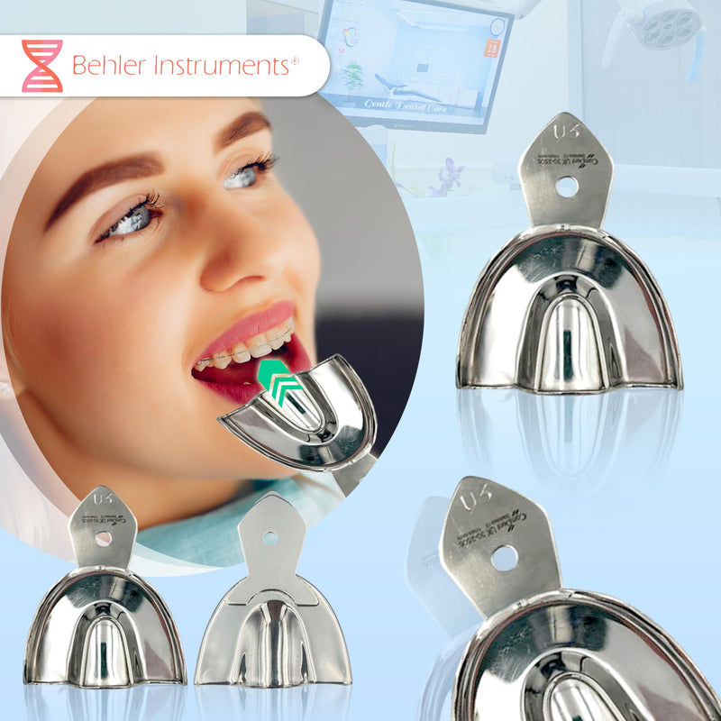  [AUSTRALIA] - Dental Individual Impression Trays, Non-Perforated, Serrated, High-Strength Stainless Steel - Dental Care Sets - Essential Instrument for Dentists (Upper Jaw U3/M) Superior U3/M