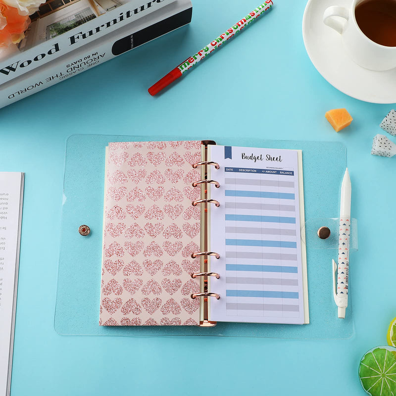  [AUSTRALIA] - A6 Clear PVC Binder Cover Refillable PVC Notebook Binder Cover with 10 Pieces A6 6 Holes Binder Zipper Pockets Organizer Loose Leaf Planner with Snap Buttonfor Office School