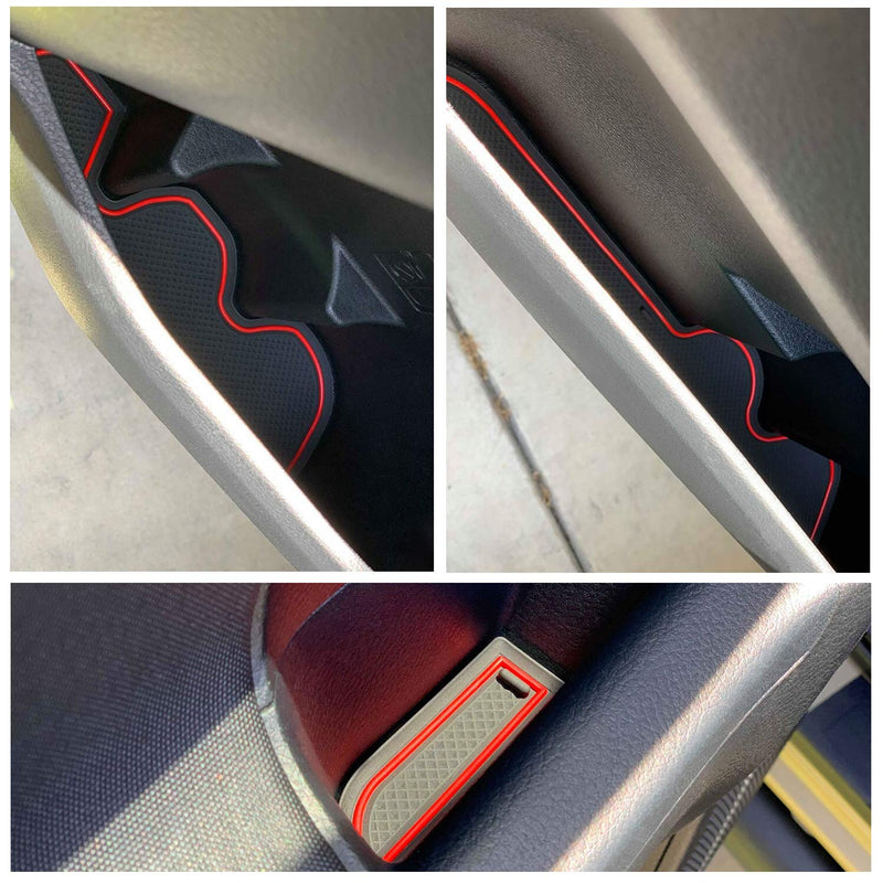  [AUSTRALIA] - JDMCAR Liner Accessories Compatible with Toyota Tacoma 2016 2017 2018 2019 2020 Custom Fit Cup and Door Center Console Inserts 18PC Set (Double Cab, Red Trim) Double Cab (FULL 4 DOORS)