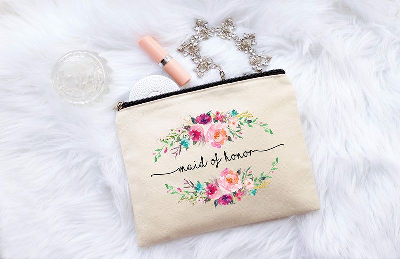 Maid of Honor Makeup Bag, Maid of Honor Gift, Bridal Party Favor, Cosmetic Pouch, Wedding Party Gift, Gift from Bride - LeoForward Australia