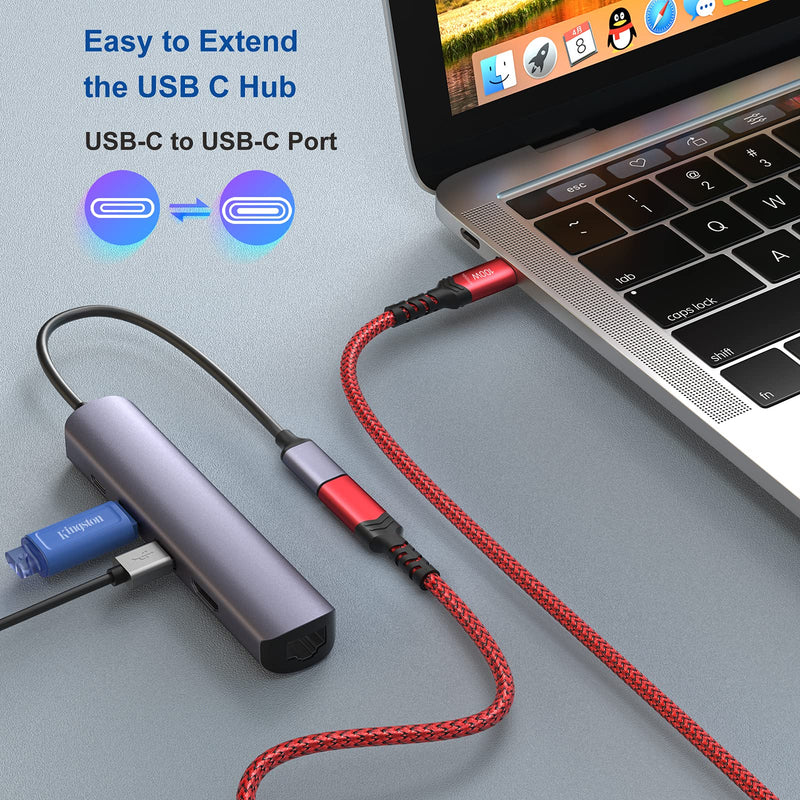  [AUSTRALIA] - USB C Extension Cable, OKRAY 3.3Ft/1M USB 3.2 Gen 2 10Gbps Type C Male to C Female Extender Cable, Nylon Braided USB-C Extension Cord Compatible MacBook Air/Pro, USB C Hub/Hard Drive, Switch (Red) Red