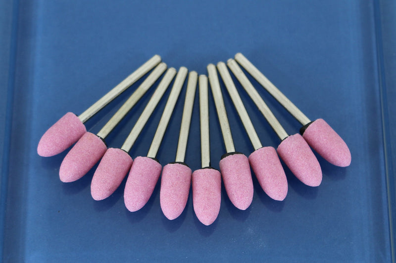  [AUSTRALIA] - TEMO 10 pc 8 mm (5/16 Inch) Bullet Pink Aluminum Oxide Mounted Stone Point Grinding Abrasive, 1/8 Inch Shank Compatible for Dremel and Other Rotary Tools 1/8" Shank Pink Bullet