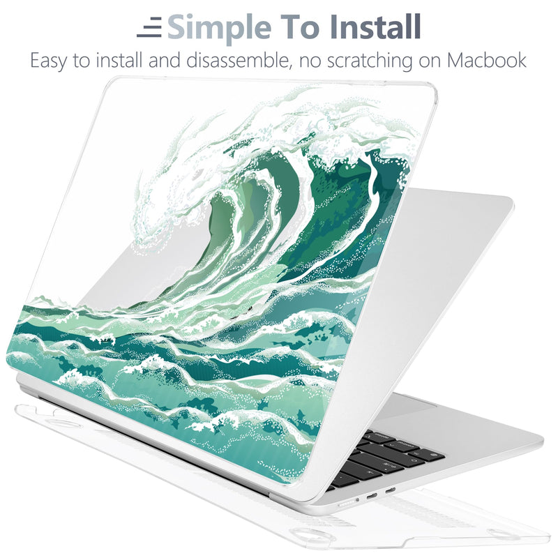  [AUSTRALIA] - Batianda Premium Case for New MacBook Air 15 inch 2023 with M2 Chip Model A2941, Designed Protective Plastic Hardshell & Keyboard Cover & Screen Protector, Waves