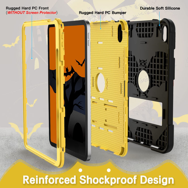  [AUSTRALIA] - YIMIKOL Kids Case for ipad 10th Generation 2022, ipad 10.9 inch Slim Heavy Duty Shockproof Rugged Protective Cover with Built-in Stand for iPad 10th Gen 10.9'' for Boys Girls, Black+Gold