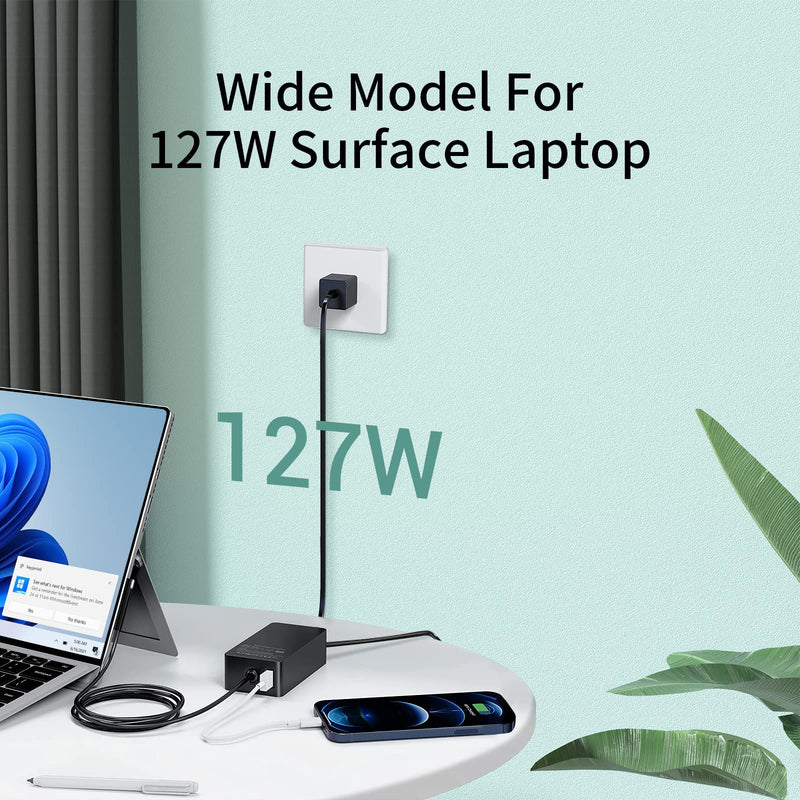  [AUSTRALIA] - 127W Surface Book 3 Surface Pro Charger Compatible with Surface Book 3 2 1 Surface Pro X 8 7 6 5 4 3 Surface Laptop 4 3 2 1 GO Microsoft Surface 127W Power Supply with 7.5W USB Charging Port