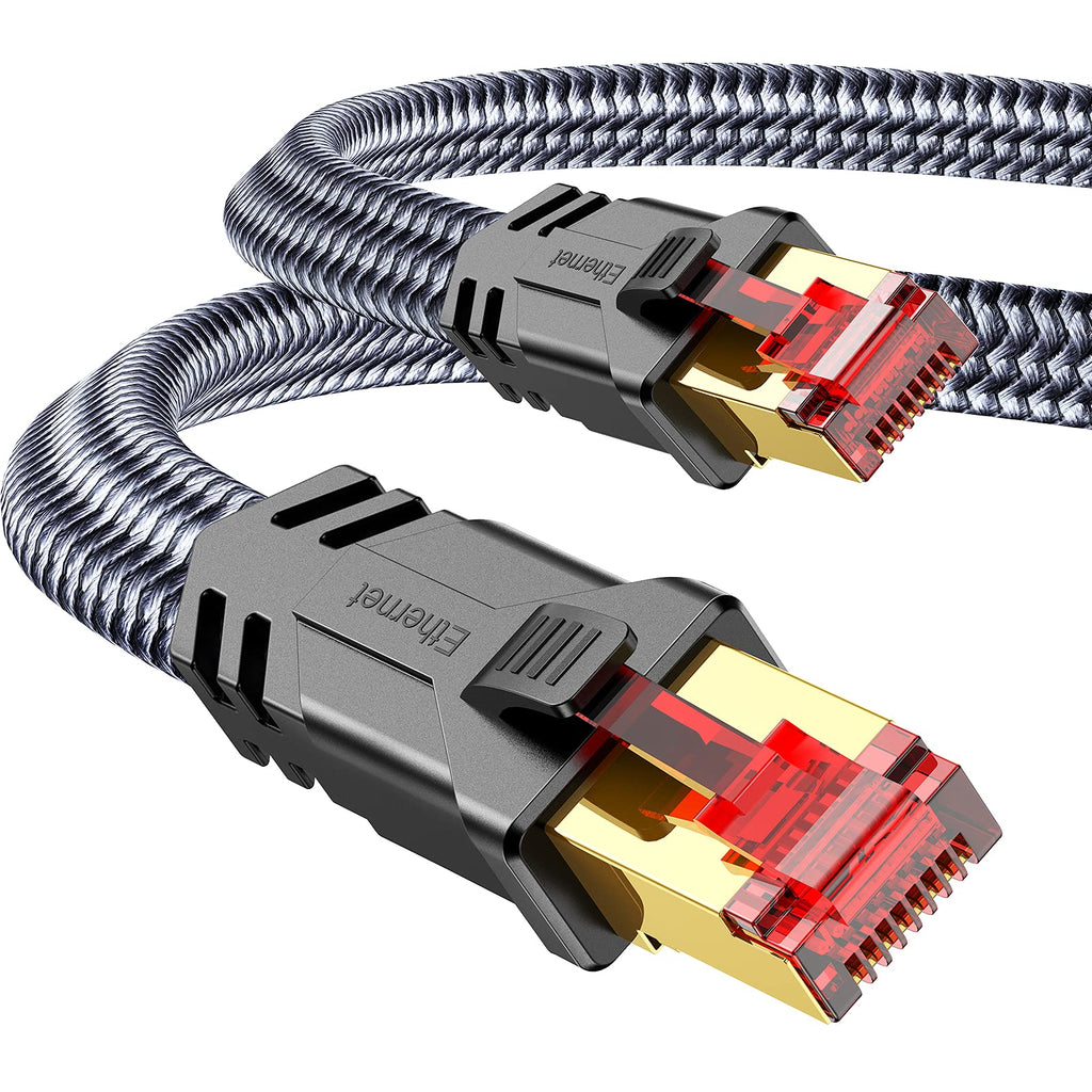  [AUSTRALIA] - SNOWKIDS Cat 8 LAN Cable 5m, 40Gbps Network Cable Ethernet Cable 2000MHz S/FTP RJ45 POE Gigabit Nylon Patch Cable for PS5 Router Modem TV Switch Laptop