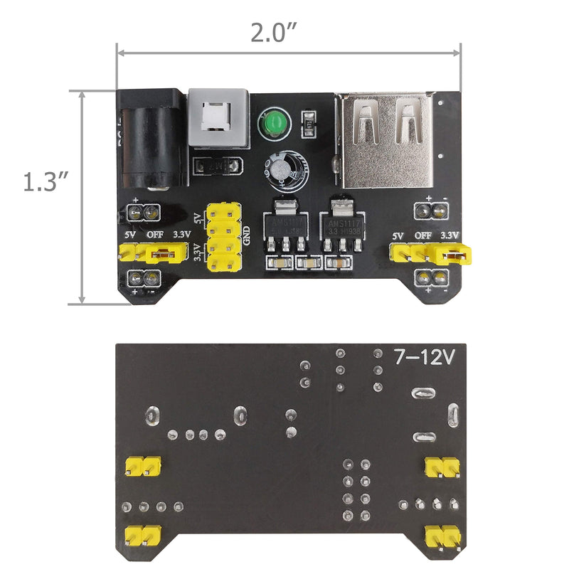  [AUSTRALIA] - Excelity 3pcs 3.3V/5V Power Supply Module for MB102 Breadboard Kit with USB to 5.5 * 2.1mm Cord