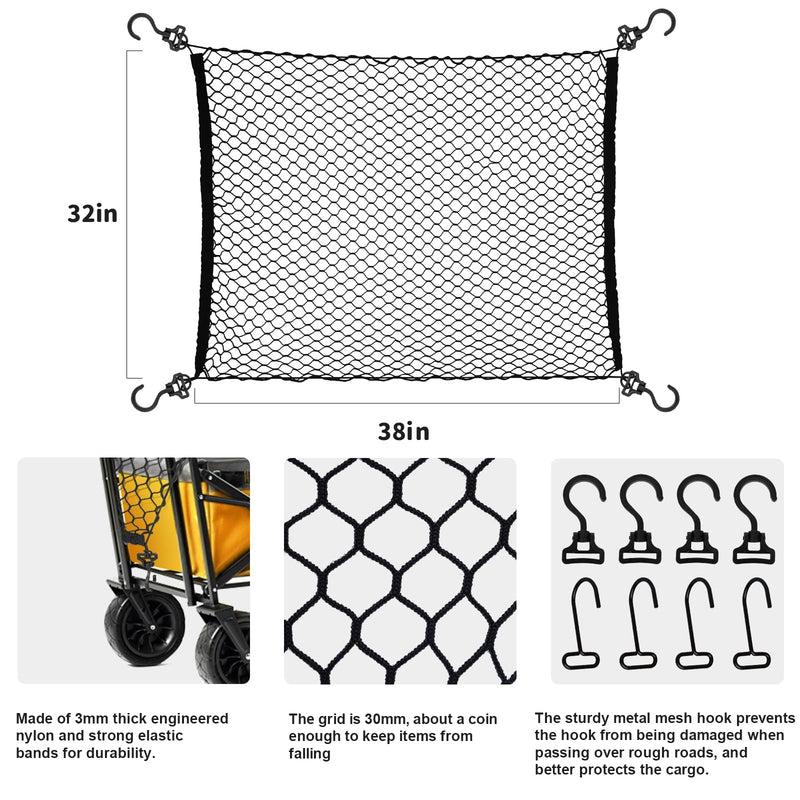  [AUSTRALIA] - SUDIWEI Wagon Cover Wheelbarrows Cargo Net Cargo Net for Utility Folding Wagon Wagon Net for Beach Cart Garden Cart Wagon Net Folding Outdoor Utility Cargo 38"X32"