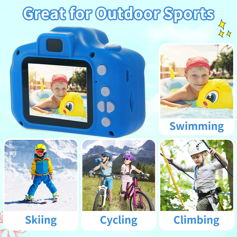  [AUSTRALIA] - Kids Camera Waterproof Underwater Camera for 3-12 Year Old Boys Girls 2 Inch IPS Screen 1080P HD Digital Kids Video Camera Indoor Outdoor Action Cameras Best Christmas Birthday Gifts Dark Blue