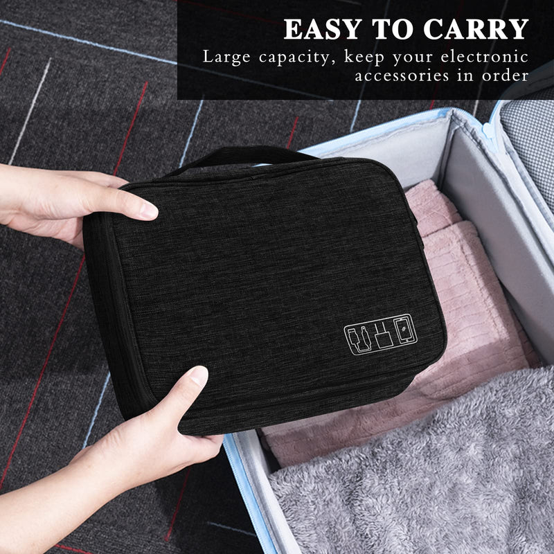  [AUSTRALIA] - FYY Electronic Organizer, Travel Cable Organizer Bag Pouch Electronic Accessories Carry Case Portable Waterproof Double Layers Storage Bag for Cable, Cord, Charger, Phone, Earphone, Large Size-Black Double Layer-l Black