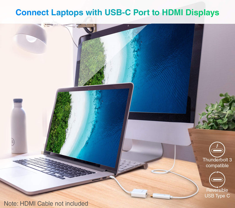  [AUSTRALIA] - BlueRigger USB-C ( Thunderbolt 3 Compatible) to HDMI Adapter ( 25CM) - Compatible with 2016/2017 MacBook Pro, Google Chromebook Pixel, Samsung Galaxy S8/S8+ - Supports 4K @ 60Hz