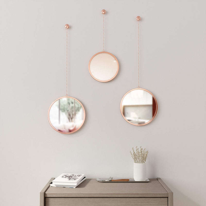  [AUSTRALIA] - Umbra Dima, Copper, Set of 3, Trio of Decorative Mirrors Apartment Décor/Wall Art, Round