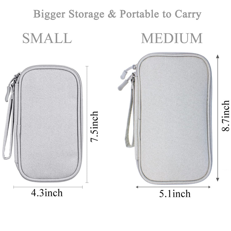  [AUSTRALIA] - Bevegekos Cable and Charger Organizer Bag, Travel Case Pouch for Small Electronics & Accessories (Small, Light Grey)