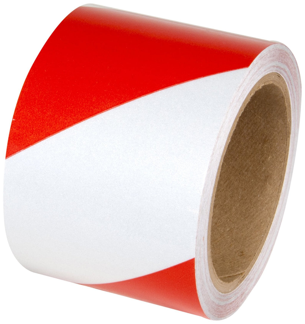  [AUSTRALIA] - Incom RST147 Engineer Grade High Visibility Reflective Adhesive Tape, 4 inch x 30 ft., Red / White – indoor / outdoor on railings, trailers, post 4 Inches x 30 Feet