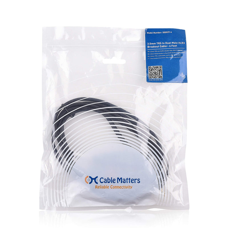  [AUSTRALIA] - Cable Matters 3.5mm 1/8 Inch TRS to 2 XLR Cable 3 ft, Male to Male Aux to Dual XLR Breakout Cable