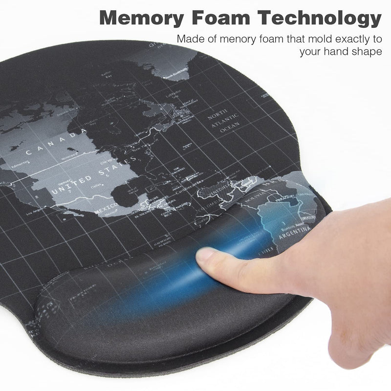  [AUSTRALIA] - Mouse Pad with Wrist Support, Ergonomic Mouse Pad with Gel Wrist Rest Support,Non-Slip PU North America Map Pattern Mousepad for Gaming,Working,Office & Home,with Small Coaster