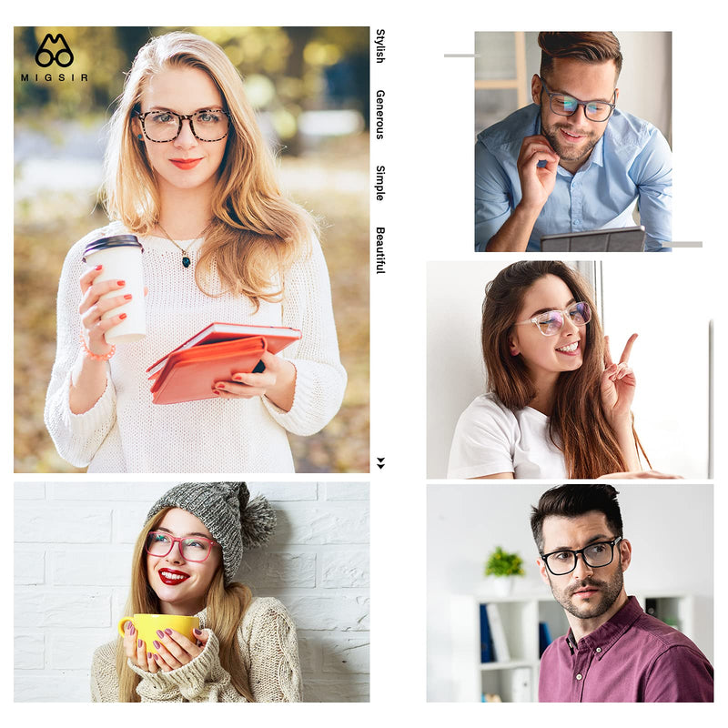  [AUSTRALIA] - MIGSIR 5 Pack Blue Light Blocking Glasses, Fashion Computer Glasses for Women/men, Anti Glare, UV400, Eye Strain Medium (Unisex adult) C2 5 Pairs Mix