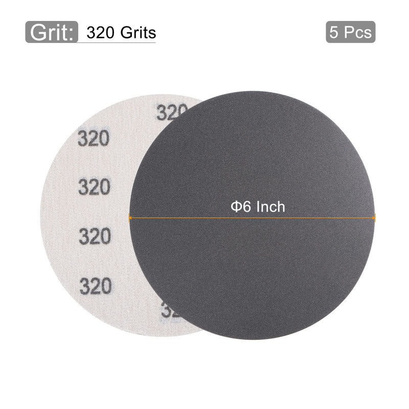  [AUSTRALIA] - uxcell 6 Inch Sanding Disc 320 Grit Hook and Loop Wet Dry Usable Silicon Carbide C-Weight Backing Sandpaper for Orbital Sander 5Pcs 320 Grits Deep Grey