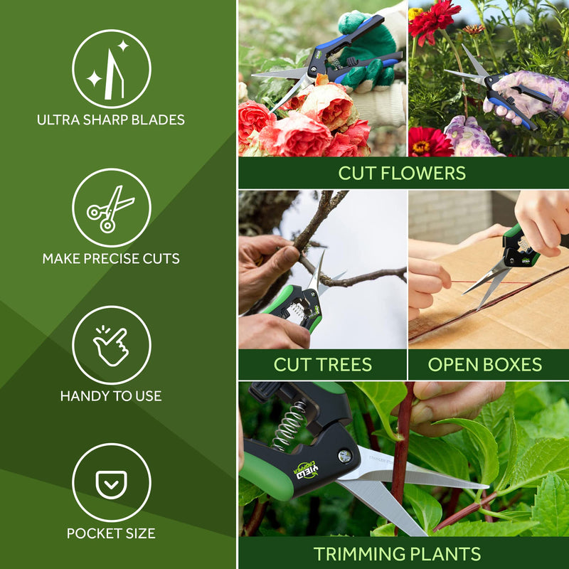  [AUSTRALIA] - Hydroponic 2Pack Microtip Straight blade/Curved Blade Flower Leaf Trimmer Pruning Shears by Yieldcropper