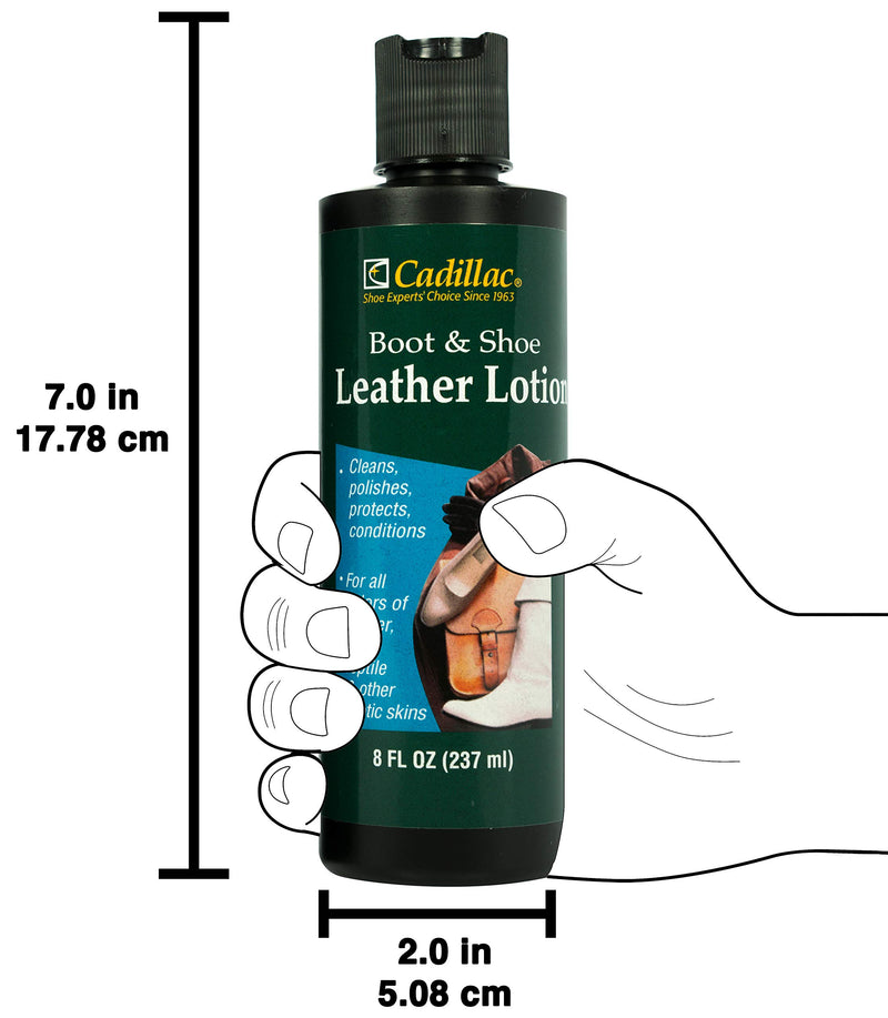  [AUSTRALIA] - Cadillac Boot and Shoe Leather Conditioner and Cleaner Lotion 8 oz - Conditions, Cleans, Polishes & Protects All Colors of Leather - Great for Footwear, Furniture, Handbags, Jackets & More 8 Ounce