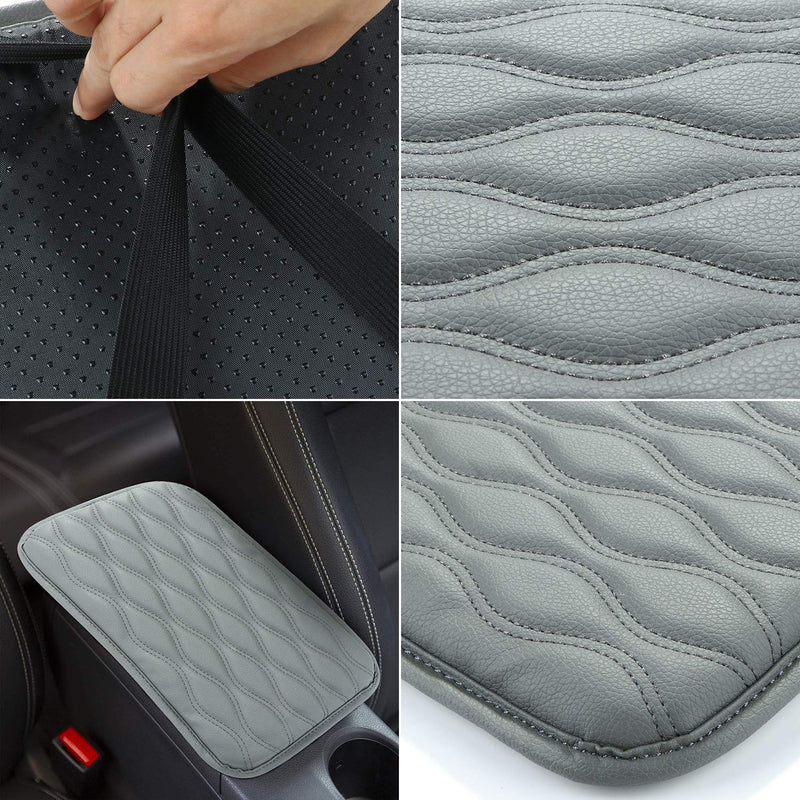 SUHU Universal Auto Center Console Cover Pad Fit for SUV/Truck/Car, Waterproof Car Armrest Seat Box Cover, Leather Auto Armrest Cover Gray N - LeoForward Australia