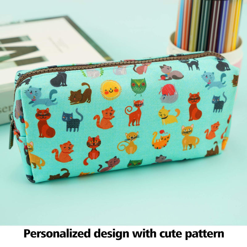 LParkin Cute Cat Pencil Case Pouch Make Up Case Stationary Kawaii Pencil Box Teacher Gift Gadget Bag Cosmetic Bag Blue - LeoForward Australia