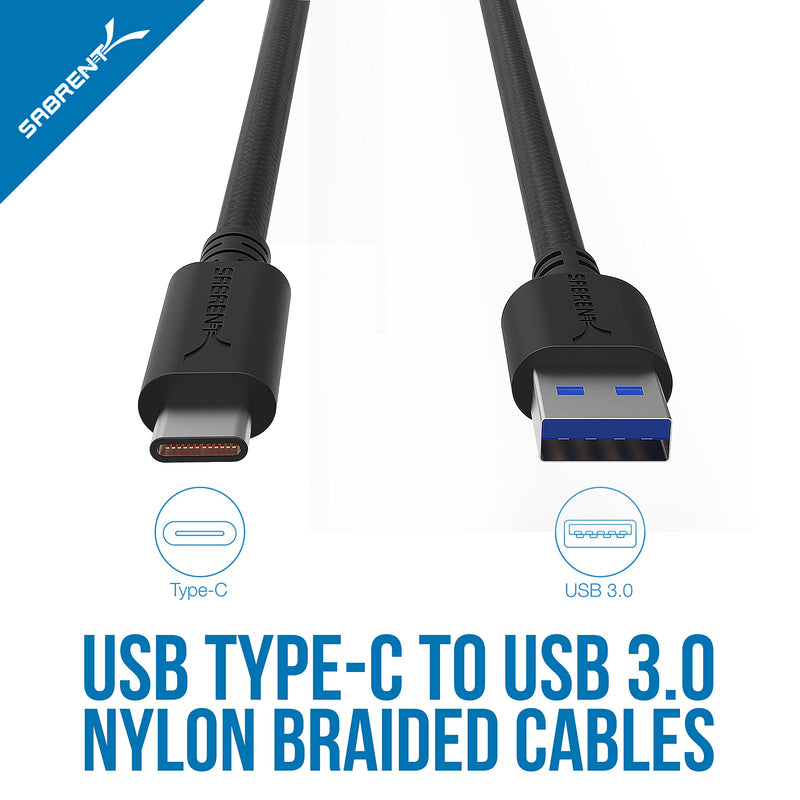 Sabrent [3-Pack] 22AWG Premium 1ft USB-C to USB A 3.0 Sync and Charge Cables [Black] (CB-C3X1) - LeoForward Australia