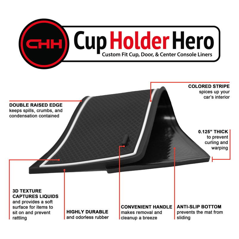  [AUSTRALIA] - CupHolderHero for Chevy Camaro 2016-2020 Custom Fit Cup Holder, Door, and Center Console Liner Accessories 9-pc Set (White Trim) WhiteTrim