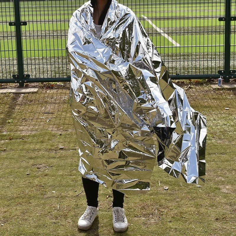  [AUSTRALIA] - NYKKOLA Emergency Mylar Blankets - 84" X 52"(4 Pack) - Designed for NASA - Essentials for Outdoors, Hiking, Survival, Marathons or First Aid Silver