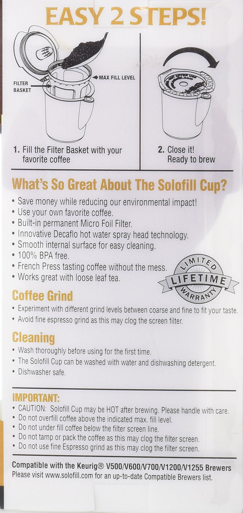 Solofill V1 GOLD CUP 24K Plated Refillable Filter Cup for Coffee Pod - LeoForward Australia