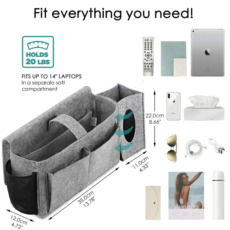  [AUSTRALIA] - FOREGOER Felt Bed Hanging Storage Organizer with Pockets, Bedside Caddy for Dorms for College Kids Bunk Hospital Bed, Grey…