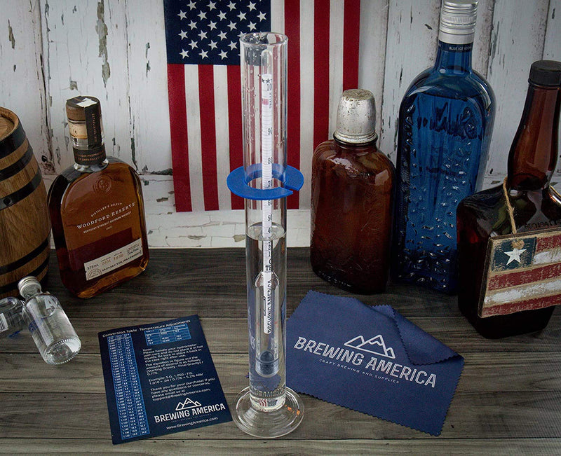 Hydrometer Alcohol Meter Test Kit: Distilled Alcohol American-Made 0-200 Proof Pro Series Traceable Alcoholmeter Tester Set with Glass Jar for Proofing Distilled Spirits - Made in America - LeoForward Australia