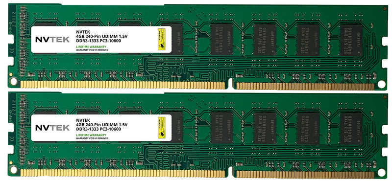  [AUSTRALIA] - NVTEK 8GB (2x4GB) DDR3-1600 PC3-12800 Non-ECC UDIMM Desktop PC Memory Upgrade