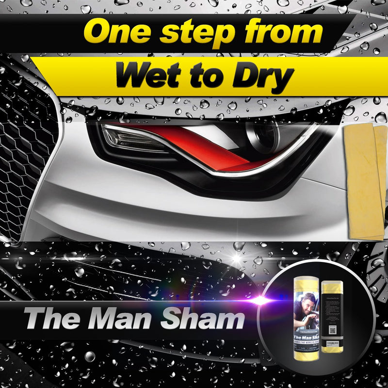  [AUSTRALIA] - The Man Sham Chamois-Cloth - 26" X 17" - Top-Men's-Gift - Ultimate-Towel for Fast Drying of Your Car or Truck - Scratch and Lint-Free Shine