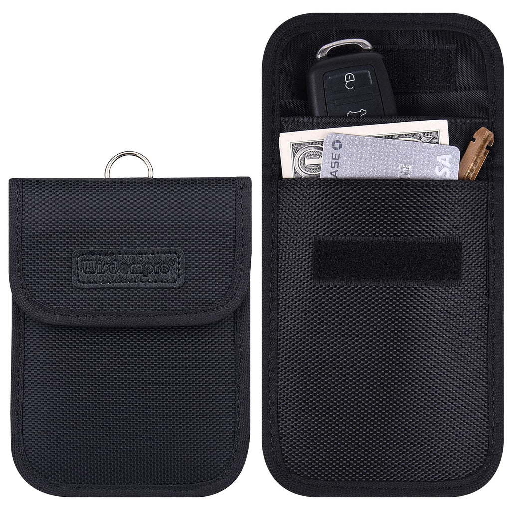  [AUSTRALIA] - Faraday Bag for Key Fob, Wisdompro 2 Pack WP4694 RFID Key Fob Protector RF Car Signal Blocking Faraday Cage Protector, Anti-Theft Pouch, Anti-Hacking Case Blocker - Black
