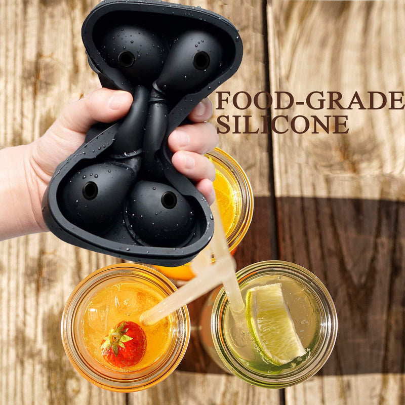  [AUSTRALIA] - Ice Cube Tray with Lid Silicone Set of 2 Sphere Ice Ball Maker with Lid and Large Square Ice Cube Molds for Juice Cocktails Whiskey and Any Drinks, Reusable and BPA Free