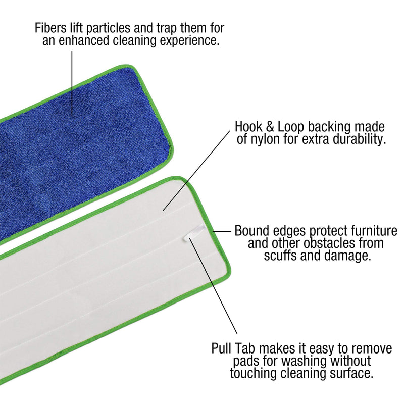 CleanAide All Purpose Mega Microfiber Mop Pads for 18 Inch Plate 6 Pack Green - LeoForward Australia