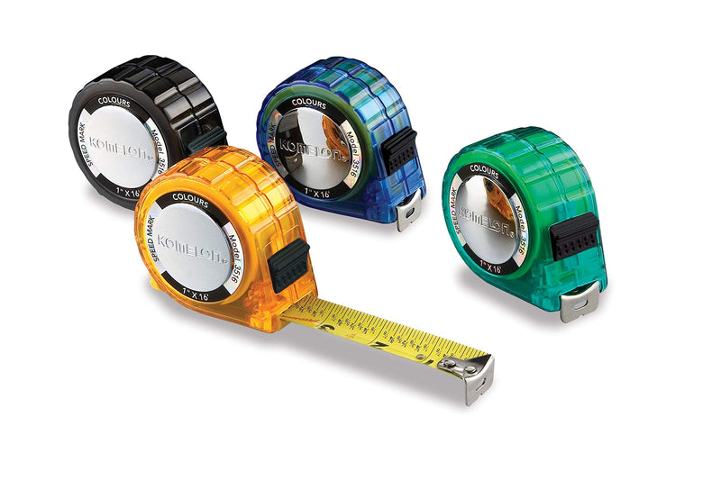  [AUSTRALIA] - Komelon 3516 Colours Tape Measure with Acrylic Coated Steel Blade 16-Feet by 1-Inch, Assorted Colors
