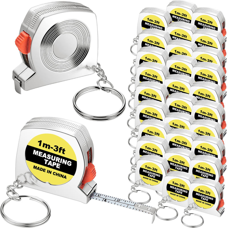  [AUSTRALIA] - Tape Measure Keychains Functional Mini Retractable Measuring Tape Keychains with Slide Lock for Birthday Party Favors and Daily Use, 1 m/ 3 ft (25 Packs) 25