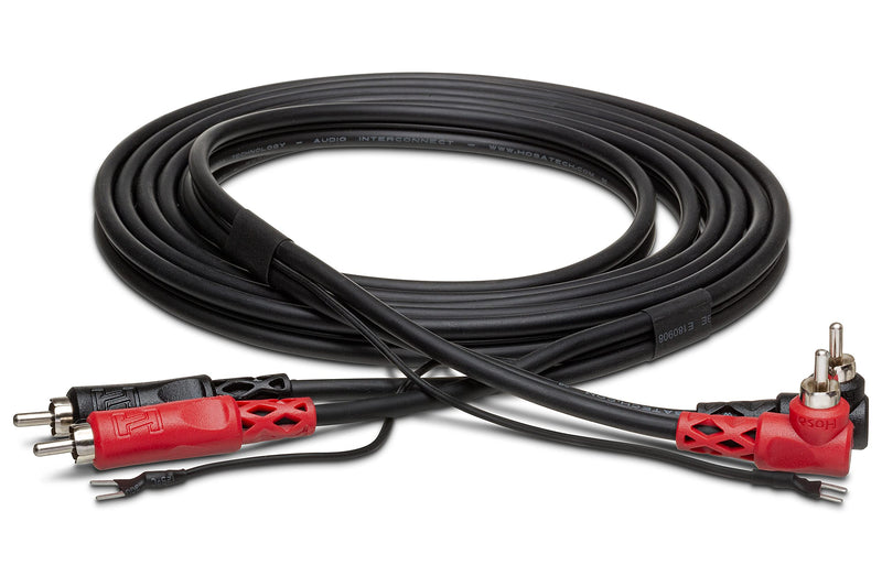 Hosa CRA-202DJ Dual RCA to Dual Right Angle RCA with Ground Wire Stereo Interconnect Cable, 2 Meters 2 Meter - LeoForward Australia