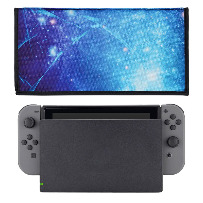  [AUSTRALIA] - PlayVital Nylon Dust Cover, Soft Neat Lining Dust Guard, Anti Scratch Waterproof Cover Sleeve for Nintendo Switch & Switch OLED Charging Dock - Blue Nebula