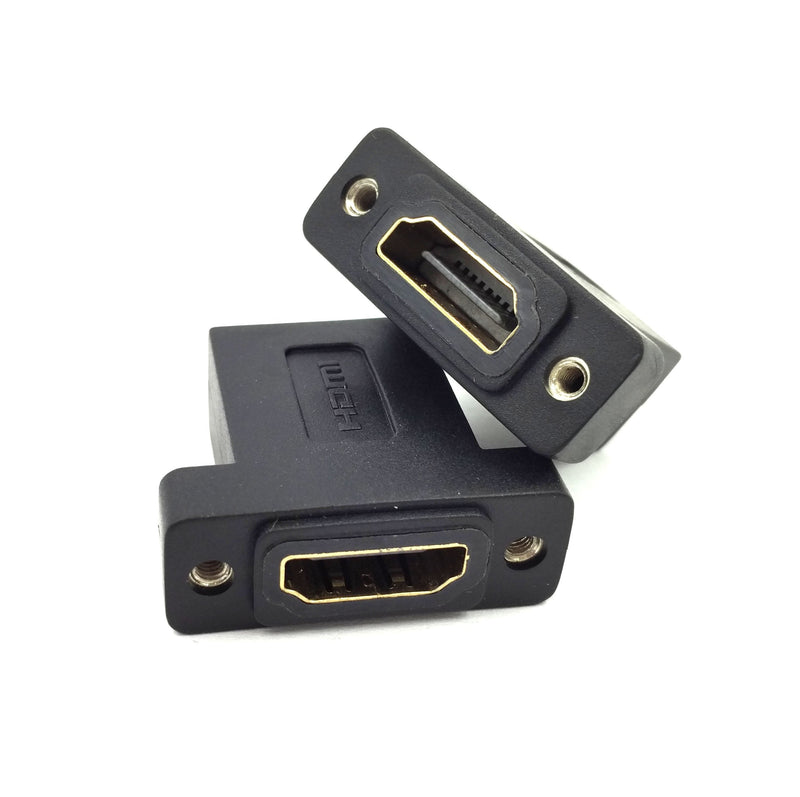  [AUSTRALIA] - HDMI Coupler Adapter Connector, Poyiccot (2-Pack) Golden Plated HDMI Female to Female Inline Straight Coupler with Screw Panel Black