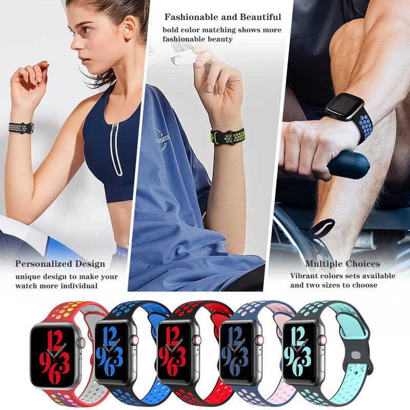  [AUSTRALIA] - Gleiven Smartwatch Bands Compatible with Apple Watch Bands 44mm 42mm 40mm 38mm for Women Men, Breathable Soft Silicone Sport Wristbands Replacement Strap Classic for iWatch Series 7 6 5 4 3 2 1 SE Anthracite Black 38mm/40mm/41mm