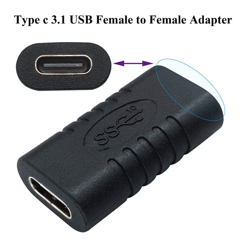  [AUSTRALIA] - AAOTOKK Type C USB Adapter, Gen 2 (10Gbps) 3A USB-C 3.1 Type C USB Female to Female Extension Adapter Supports Charging, Data, Audio, Video Adapter for Laptop, Phone,MacBook USB C HUB (2Pack-F/F)