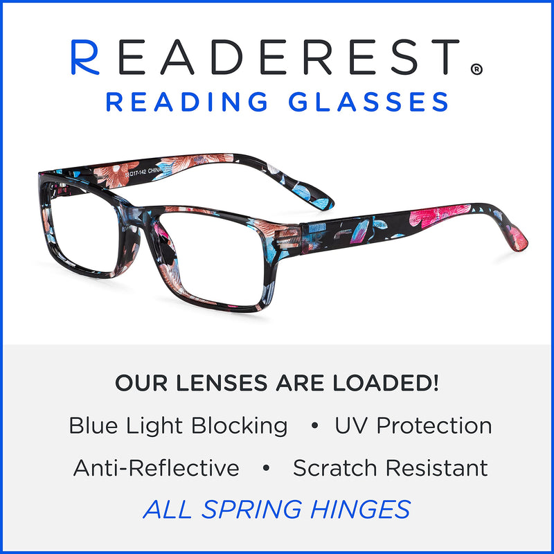 Readerest Blue Light Blocking Reading Glasses (Floral, 2.50 Magnification) Floral 2.5 x - LeoForward Australia